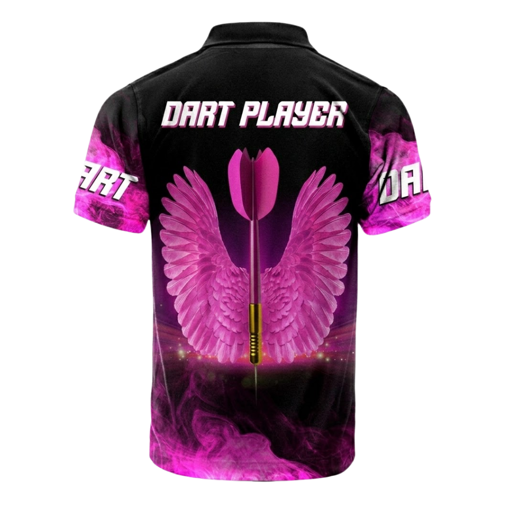 Arrow Swings Custom Name Black Pink Dart Polo Shirt Men, Custom Darts Shirts DZ0094