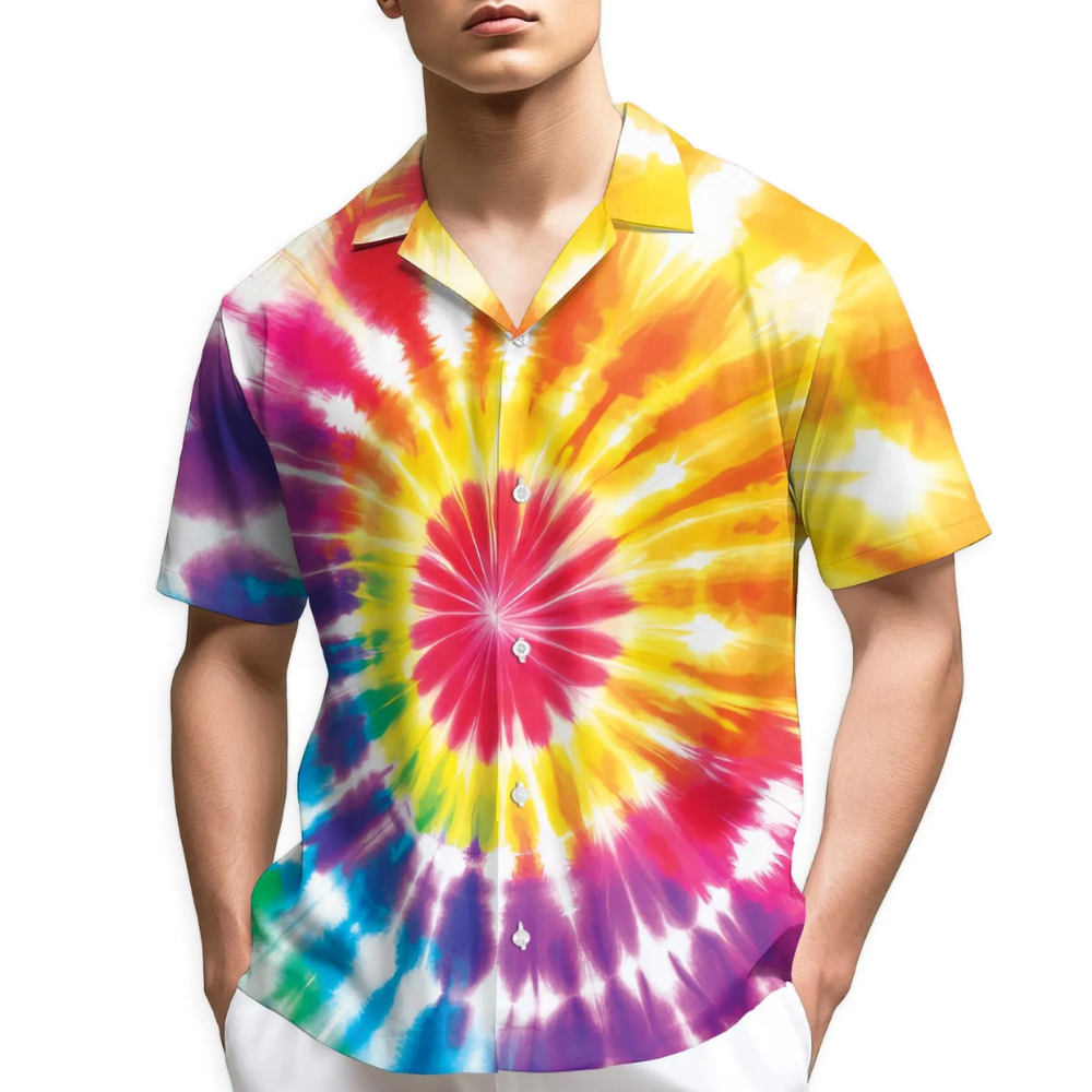 Tie Dye Colorful Hawaiian Shirt For Men Women, Tie Dye Hawaiian Shirt HE0765