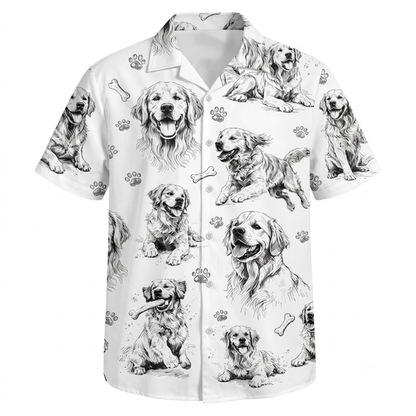 Golden Retriever Black White Hawaiian Shirt, Golden Retriever Dog Hawaiian Shirt HE0746