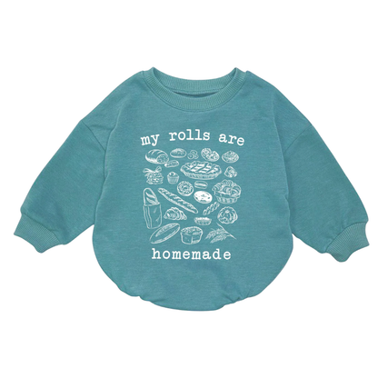 My Rolls Are Homemade Baby Bread Lover Romper Sweatshirt, Baby Thanksgiving Romper Sweatshirt BB0172