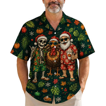Happy Hallothanksmas Hawaiian Shirt, Funny Holiday Hawaiian Shirt HE0864