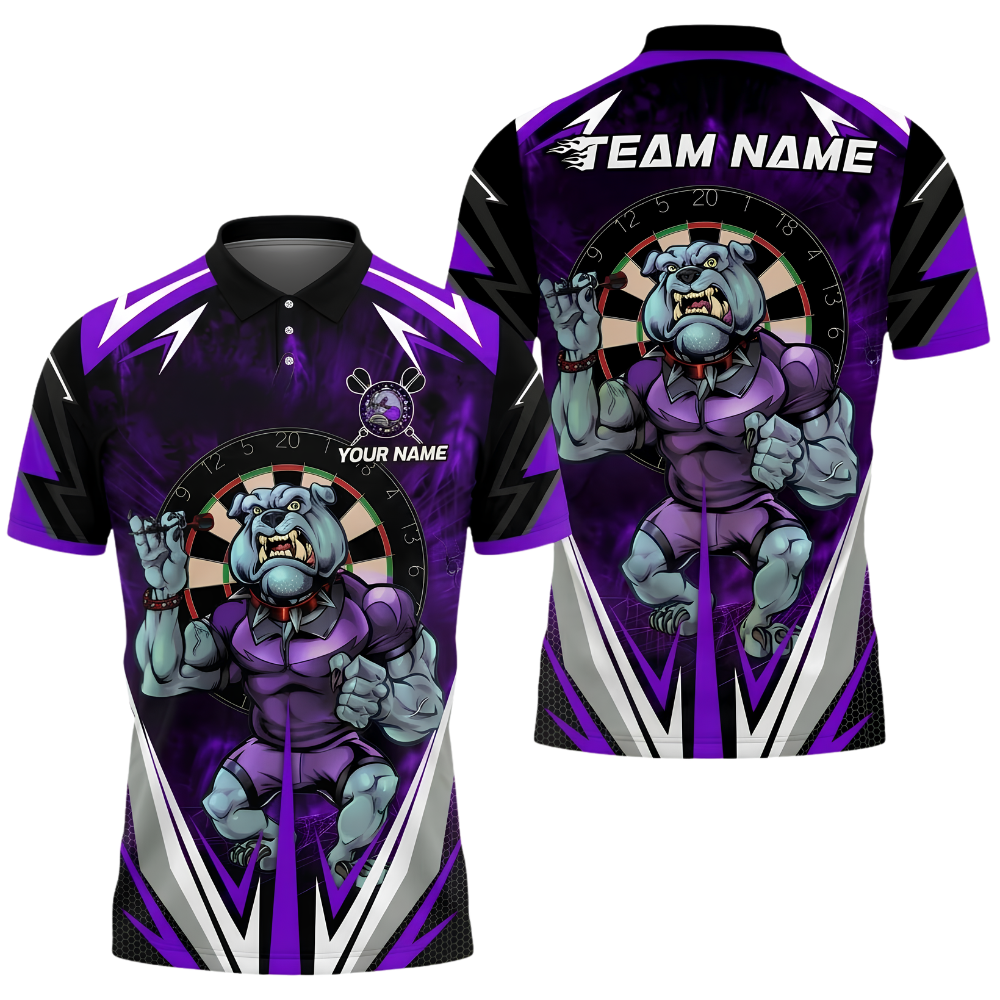 Bulldog Custom Mens Dart Polo Shirt, Custom Bulldog Team Darts Shirt DZ0159