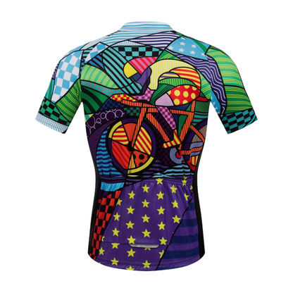 Colorful Mountain Cycling Short Sleeve Jersey For Men, Mountain Cycling Jersey CE0059