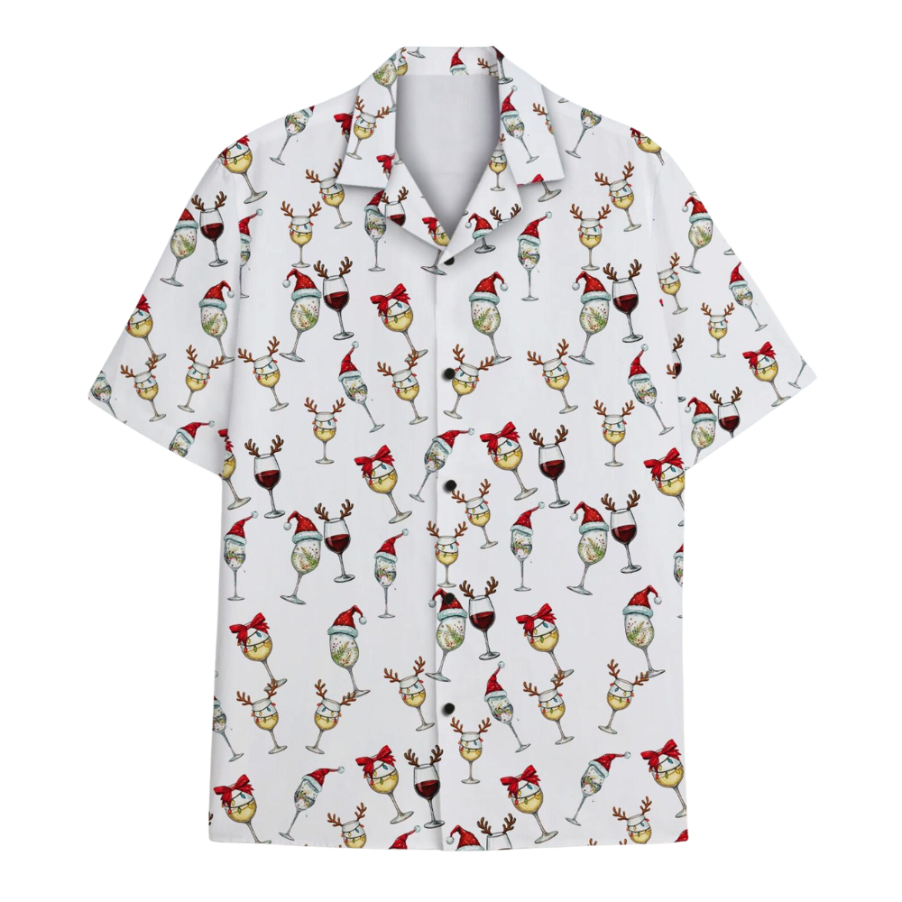 Wine Lover Christmas Hawaiian Shirt Women Men, Wine Hawaiian Shirt For Xmas HE0685
