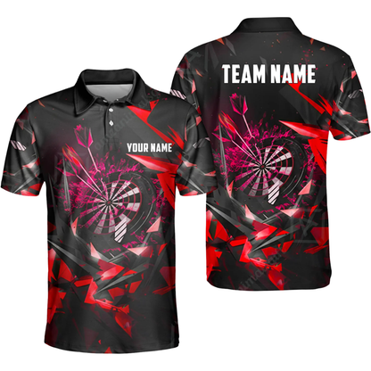 Custom Team Black Blue Darts Polo Shirt For Men, Custom Dart Team Shirt DZ0131