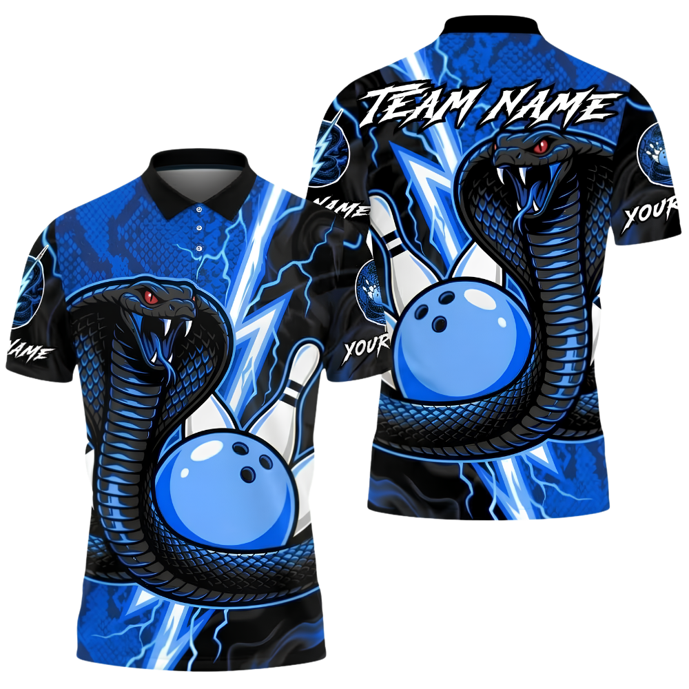 Men's Custom Cobra Snake Bowling Polo Shirt, Custom Snake Bowling Shirt For Team BZ1016
