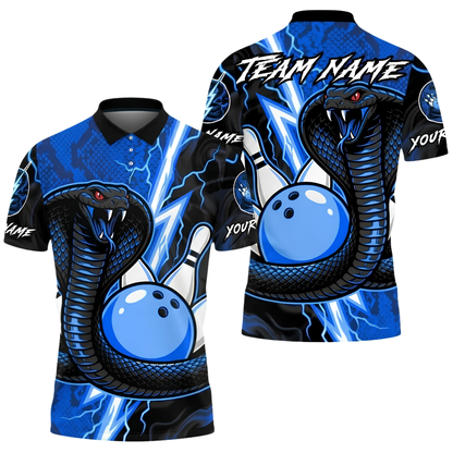 Men's Custom Cobra Snake Bowling Polo Shirt, Custom Snake Bowling Shirt For Team BZ1016