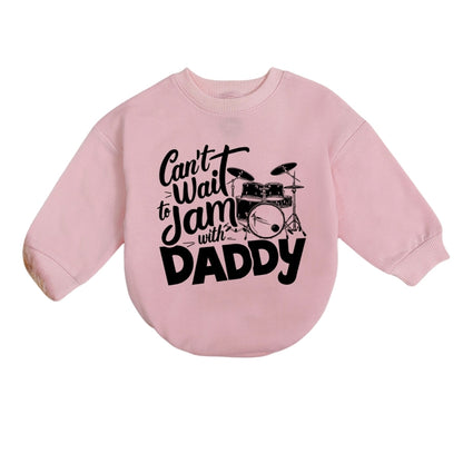Can't Wait To Jam With Daddy Baby Romper Sweatshirt, Music Drum Lover Baby Romper Sweatshirt BB0181