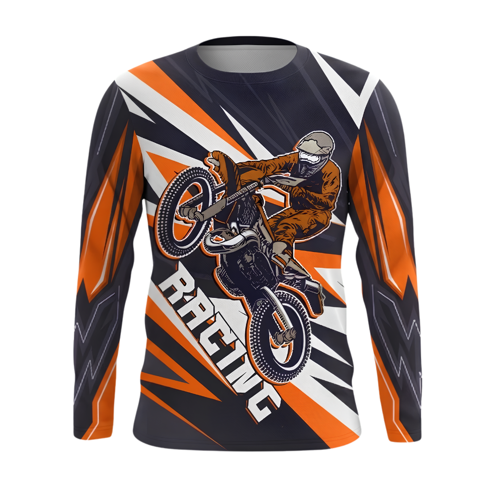 Custom Orange Rider Motocross Long Sleeve Jersey Mens, Custom Racing Dirt Bike Shirts MZ0149