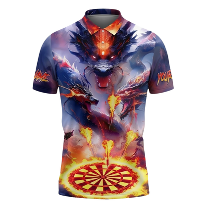 Dragon Fire Custom Darts Polo Shirt For Men, Custom Dragon Dart Team Shirt DZ0160