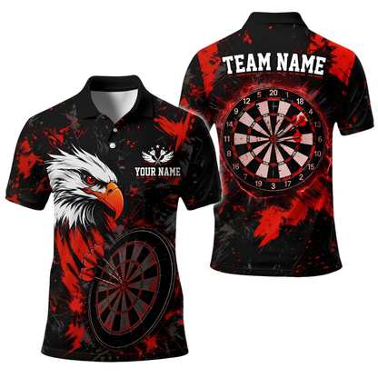 Custom Eagle Darts Men Polo Shirt Black Orange, Custom Eagle Darts Team Shirt DE0120