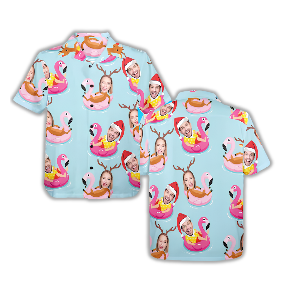 Custom Funny Face Beach Christmas Hawaiian Shirt, Custom Christmas Tropical Hawaiian Shirt HE0835