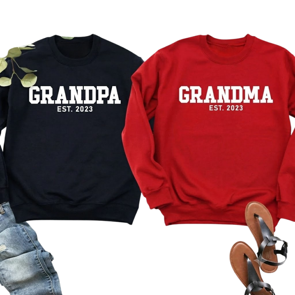 Custom EST Grandpa Grandma Sweatshirts Matching, Custom Year Sweatshirt For Grandparents ET1337