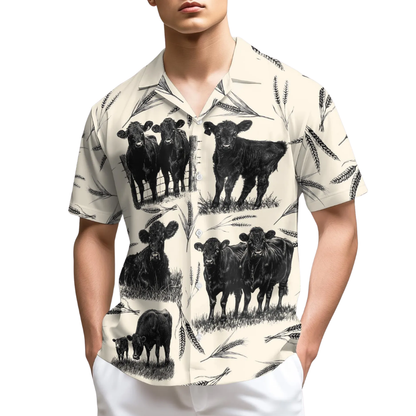 Black Angus Cow Vintage Hawaiian Shirt Men Women, Cow Hawaiian Shirt For Farmer HE0760