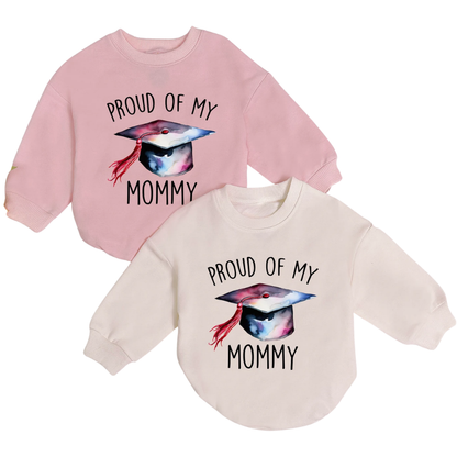Proud Of My Mommy Custom Baby Romper Sweatshirt, Personalized Mom Graduation Romper Sweatshirt For Baby BB0692