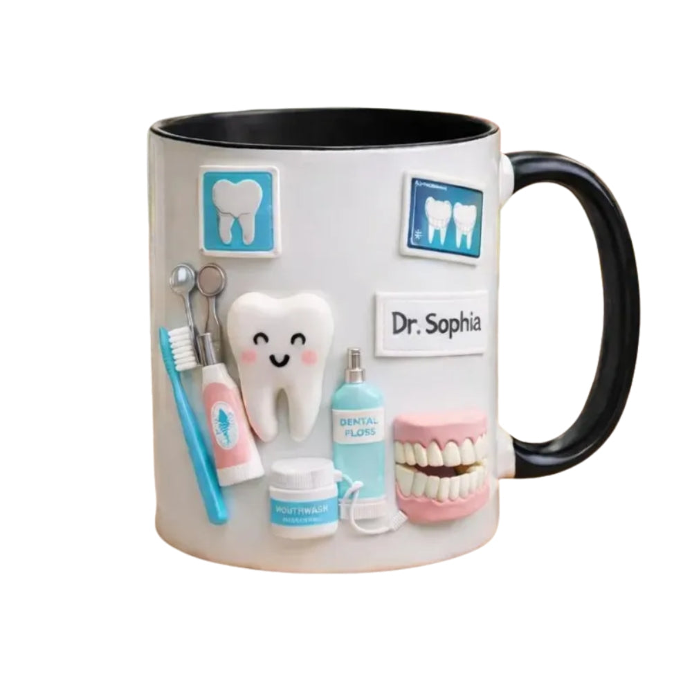 Personalized Dentist Coffee Mug, Custom Name 3D Printed Mugs For Dentist ET0041