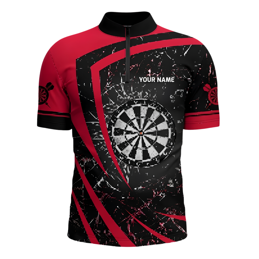 Custom Team Red Black Dart Jersey For Men, Custom Dart Team Shirt DZ0144