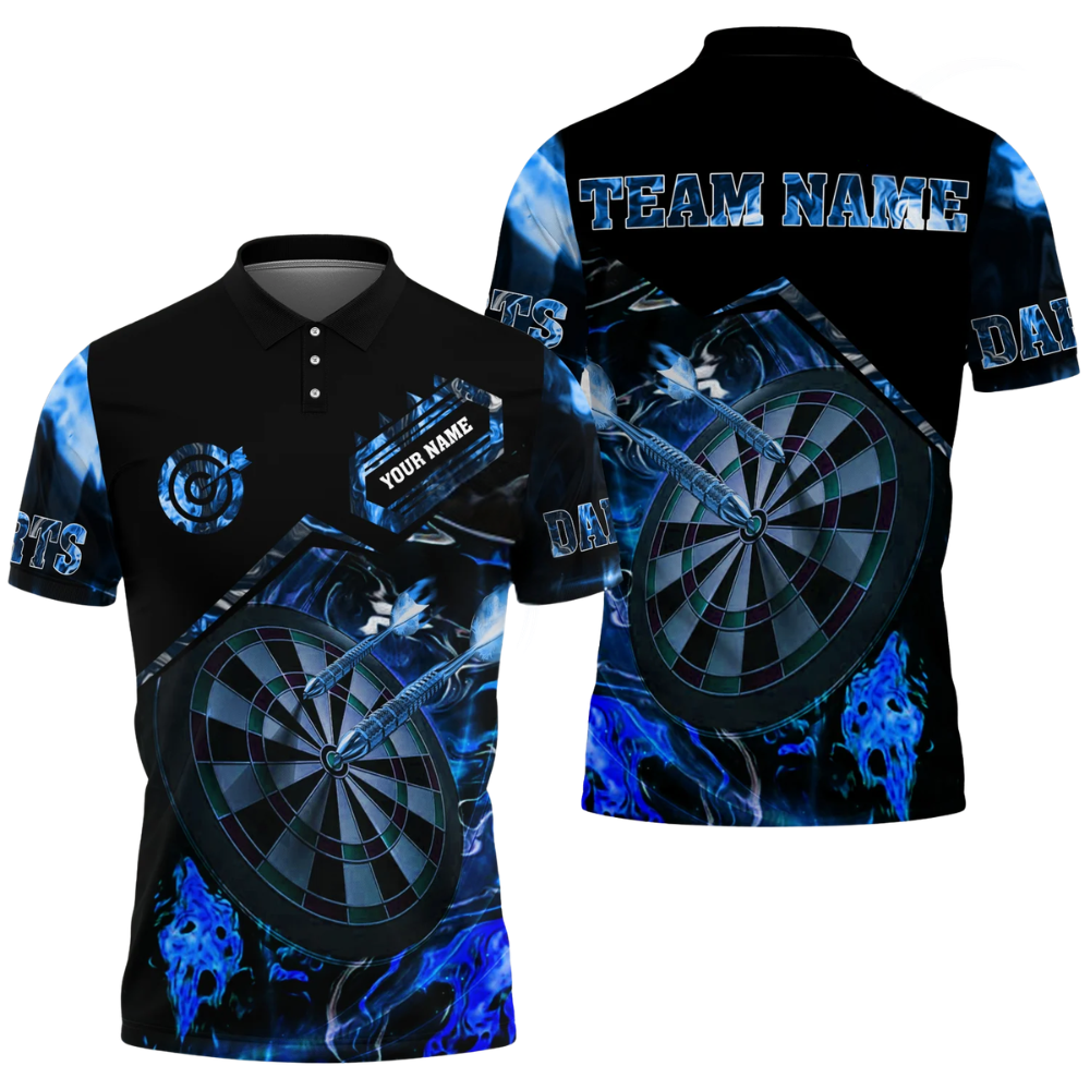 Custom Flame Dartboard Dart Polo Shirt For Men, Custom Flame Darts Team Shirts DZ0095
