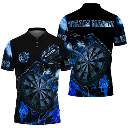 Custom Flame Dartboard Dart Polo Shirt For Men, Custom Flame Darts Team Shirts DZ0095