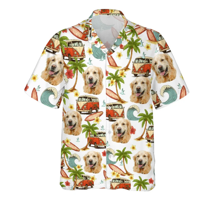 Custom Dog Face Camping Hawaiian Shirt For Men Women, Custom Dog Photo Hawaiian Shirts HE0709