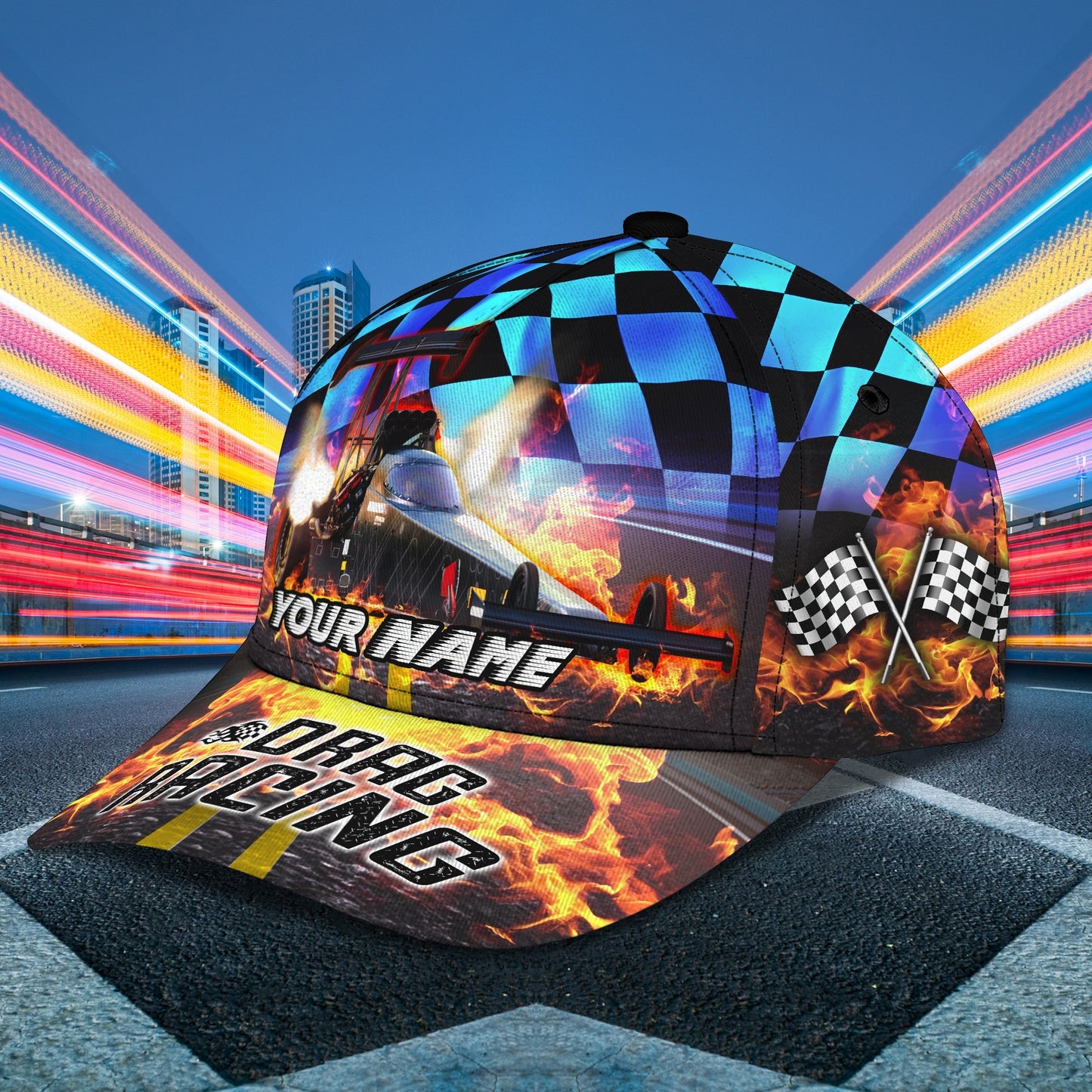 3D Classic Cap Drag Racing Top Fuel Personalized Name Cap 49 Lasfour CA2277