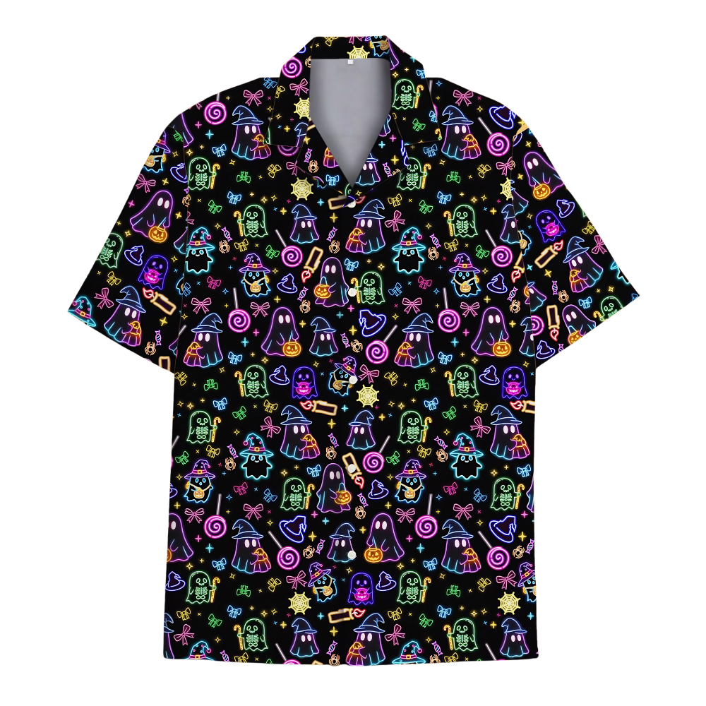 Neon Halloween Hawaiian Shirt For Men Women, Halloween Hawaiian Shirt HE0811