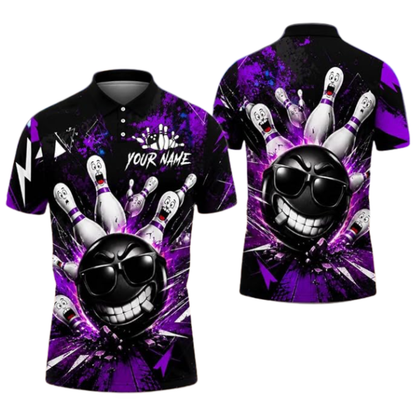 Custom Funny Ball Bowling Polo Shirt For Men, Custom Funny Bowling Team Shirt BZ0919