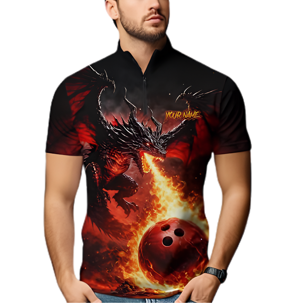 Custom Dragon Fire Bowling Jersey For Men, Custom Dragon Bowling Team Shirt BZ0908