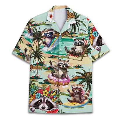 Funny Raccoon Beach Hawaiian Shirt, Raccoon Tropical Aloha Shirt HE0732