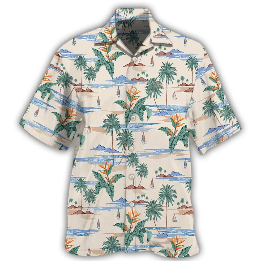 Beach Vintage Hawaiian Shirt For Men Women, Tropical Beach Hawaiian Shirts HE0711