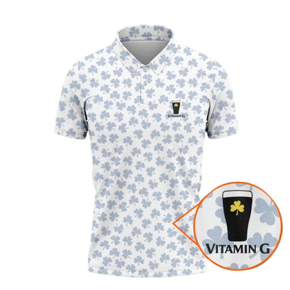 Vitamin G Irish Shamrock Golf Polo Shirt For Mens, Patrick's Day Golf Shirts GE0267
