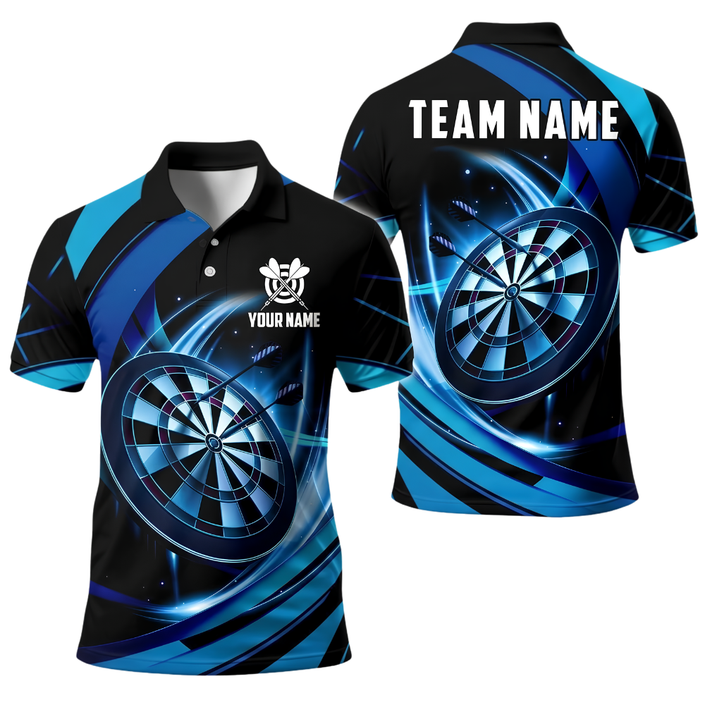 Custom Team Golden Black Darts Polo Shirt For Men, Custom Darts Team Shirt DE0121