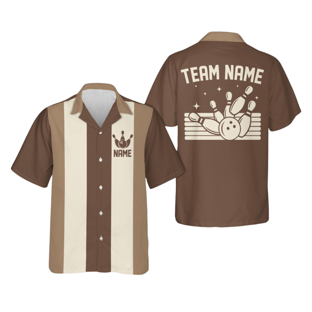 Custom Retro Blue Bowling Hawaiian Shirt For Men, Custom Team Retro Bowling Shirts BE0219