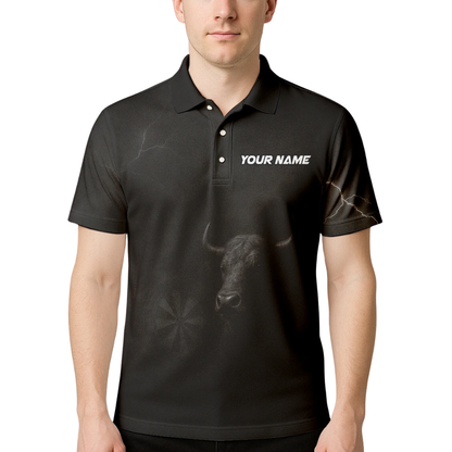Custom Bull Black Dart Polo Shirt For Men, Custom Bull Darts Team Shirts DZ0110