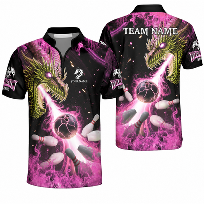 Custom Dragon Flame Bowling Men Jersey, Custom Dragon Bowling Team Shirts BZ0572