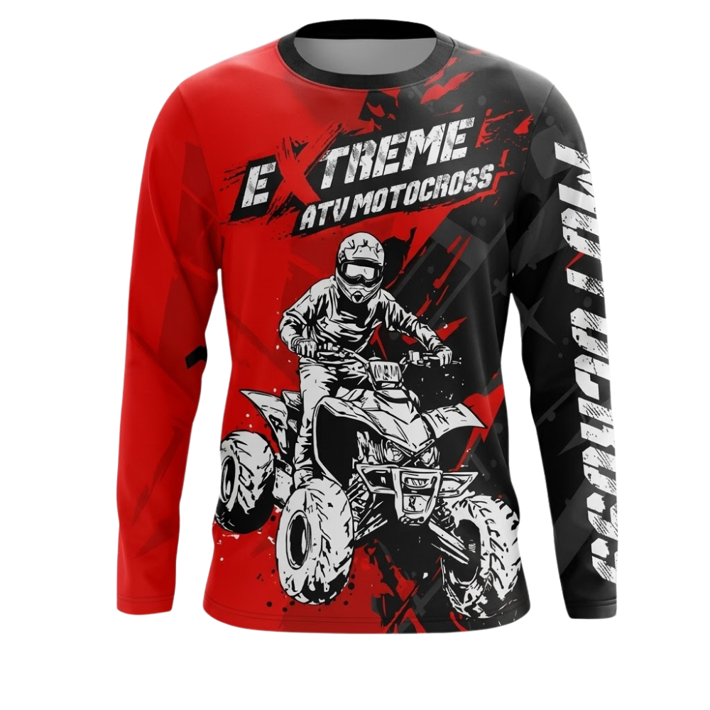 Personalized Mens ATV Racing Dirt Bike Long Sleeve Jersey Red, Custom ATV Shirts MZ0134