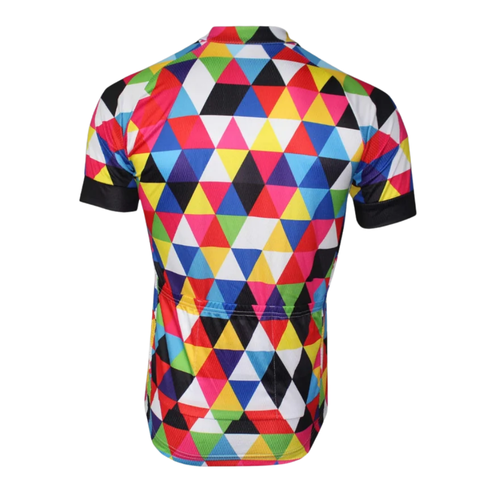 Colorful Geometric Cycling Short Sleeve Jersey For Men, Geometric Cycling Jersey CG0827