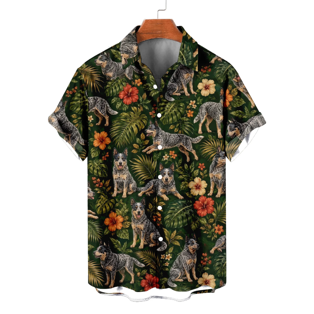 Blue Heeler Dog Tropical Hawaiian Shirt Men And Women, Blue Heeler Hawaiian Shirt For Dog Lover HE0689