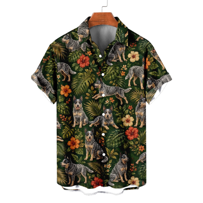 Blue Heeler Dog Tropical Hawaiian Shirt Men And Women, Blue Heeler Hawaiian Shirt For Dog Lover HE0689