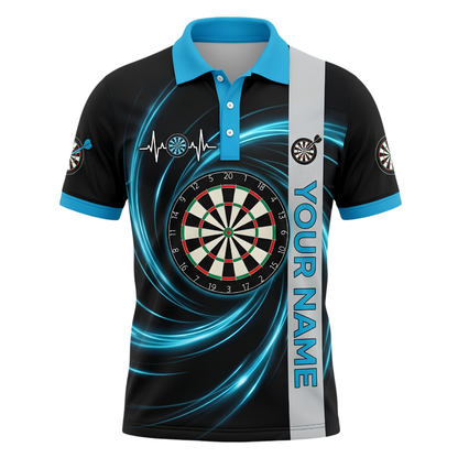Custom Team Cyan Lightning Dart Polo Shirt, Custom Darts Shirt For Team DZ0146