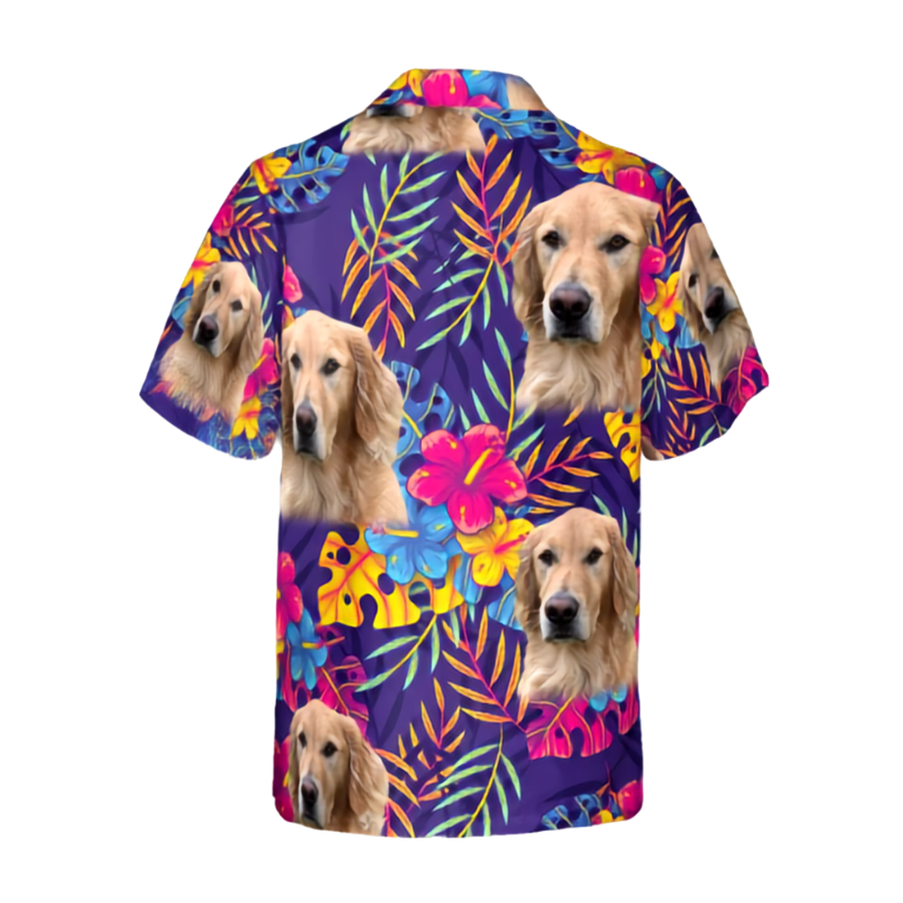 Custom Dog Photo Purple Floral Tropical Hawaiian Shirt, Personalized Pet Face Hawaiian Shirt For Men Women HE0456