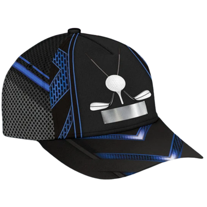 Personalized Golf Black Blue Baseball Cap, Custom Golf 3D Printed Hat CP0629
