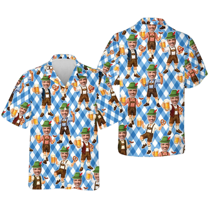 Custom Photo Beer Oktoberfest Hawaiian Shirt Mens, Custom Funny Octoberfest With Photo HE0664