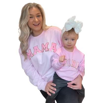 Mama And Mini Pink Matching Sweatshirt, Mommy And Me Sweatshirt Matching ET1467