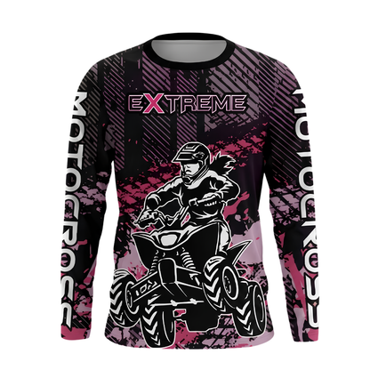 Custom Grunge ATV Racing Motocross Long Sleeve Jersey For Women, Custom ATV Shirts For Ladies MZ0146