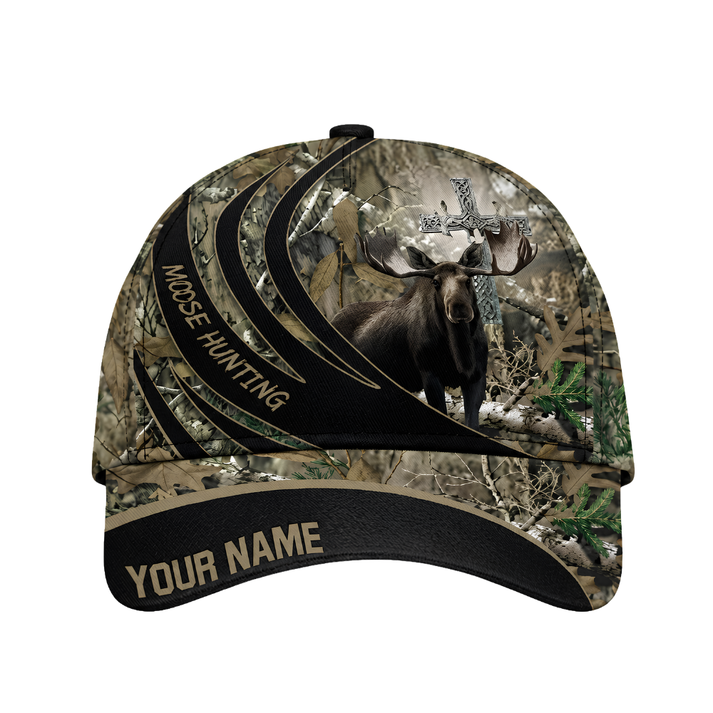 Custom Moose Hunting Camouflage Baseball 3D Cap, Custom Moose Cap Hat For Hunter CP0681