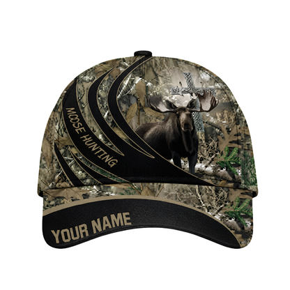 Custom Moose Hunting Camouflage Baseball 3D Cap, Custom Moose Cap Hat For Hunter CP0681