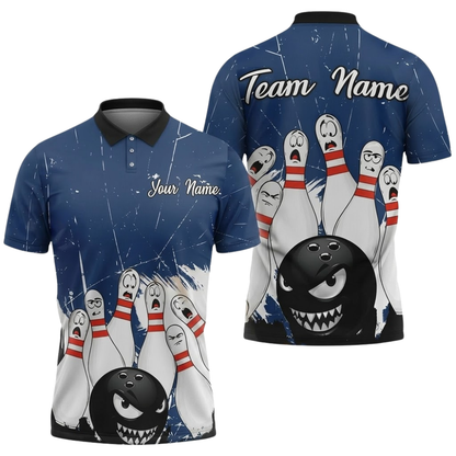 Custom Angry Pins Red Bowling Polo Shirt For Men, Custom Team Bowling Shirts BZ0854