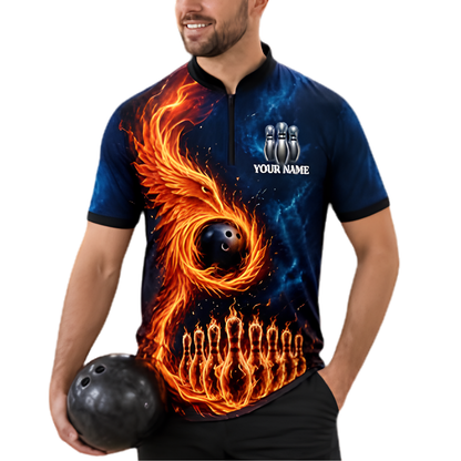 Custom Fire Phoenix Bowling Jersey For Men, Custom Phoenix Bowling Team Shirt BZ0967