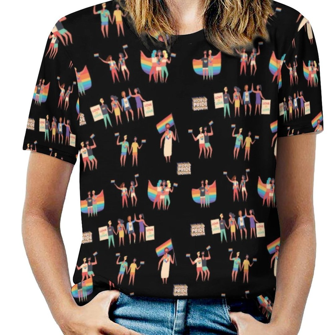 Love Is Love Lgbt Pride Month Pattern Tee 3S Shirt For Lesbian Women, Gaymer Couple 3D Tshirt LO0919
